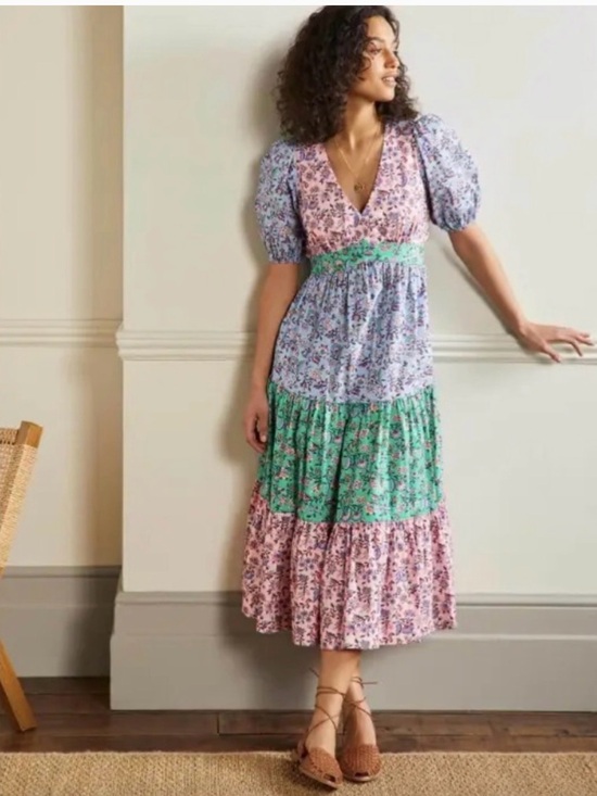 Boden Dresses & Skirts - Boden Puff Sleeve Tiered Midi Dress